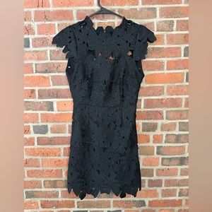 Lined Black Lace Mini Dress